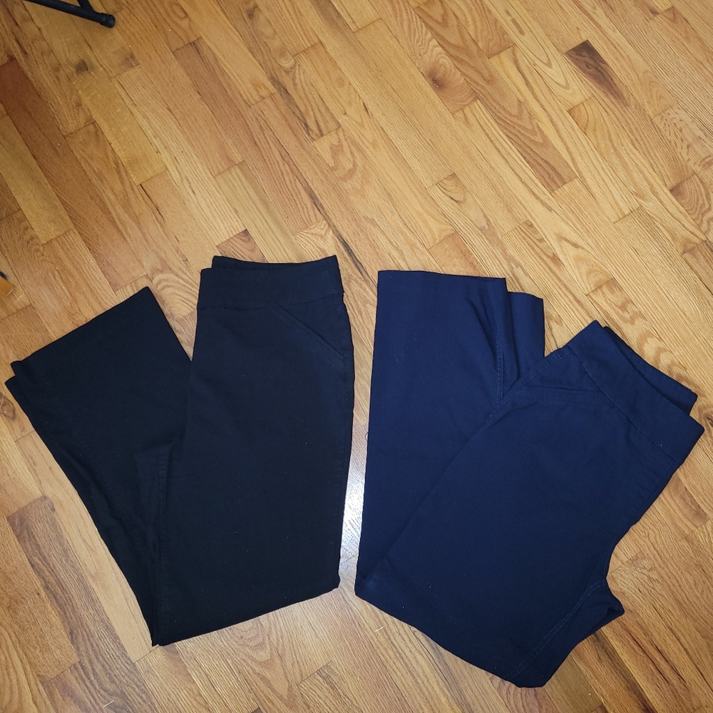 Two pair ladies stretch Westbound slacks. 1 black, 1 navy. Size 16.